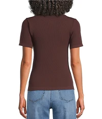 Gibson & Latimer Knit Nylon Crew Neckline Short Sleeve Seamless Top