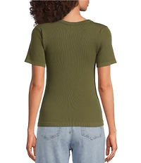 Gibson & Latimer Knit Nylon Crew Neckline Short Sleeve Seamless Top