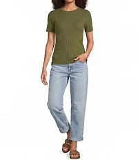 Gibson & Latimer Knit Nylon Crew Neckline Short Sleeve Seamless Top