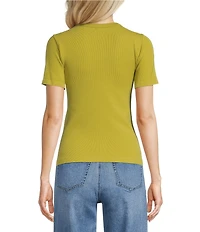 Gibson & Latimer Knit Nylon Crew Neckline Short Sleeve Seamless Top