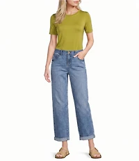 Gibson & Latimer Knit Nylon Crew Neckline Short Sleeve Seamless Top