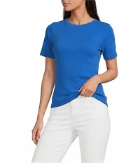 Gibson & Latimer Knit Nylon Crew Neckline Short Sleeve Seamless Top