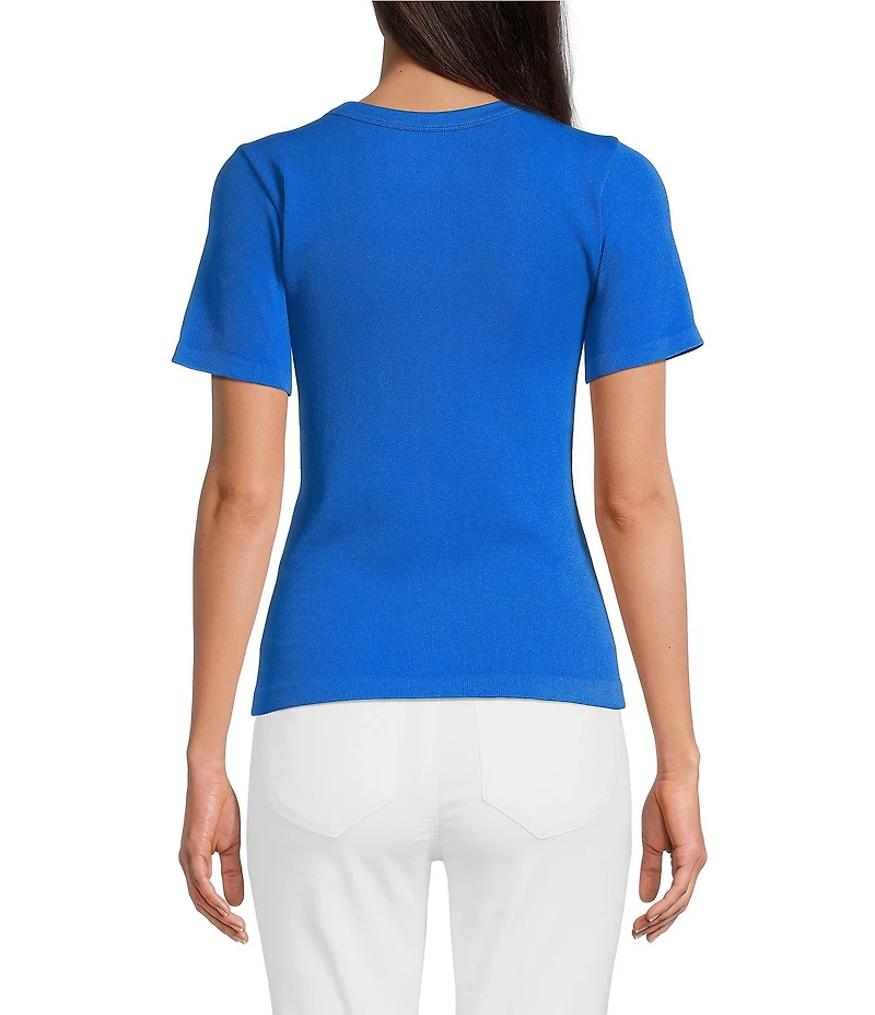 Gibson & Latimer Knit Nylon Crew Neckline Short Sleeve Seamless Top