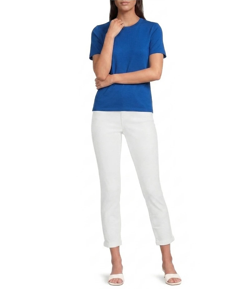 Gibson & Latimer Knit Nylon Crew Neckline Short Sleeve Seamless Top