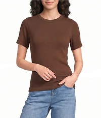 Gibson & Latimer Knit Nylon Crew Neckline Short Sleeve Seamless Top