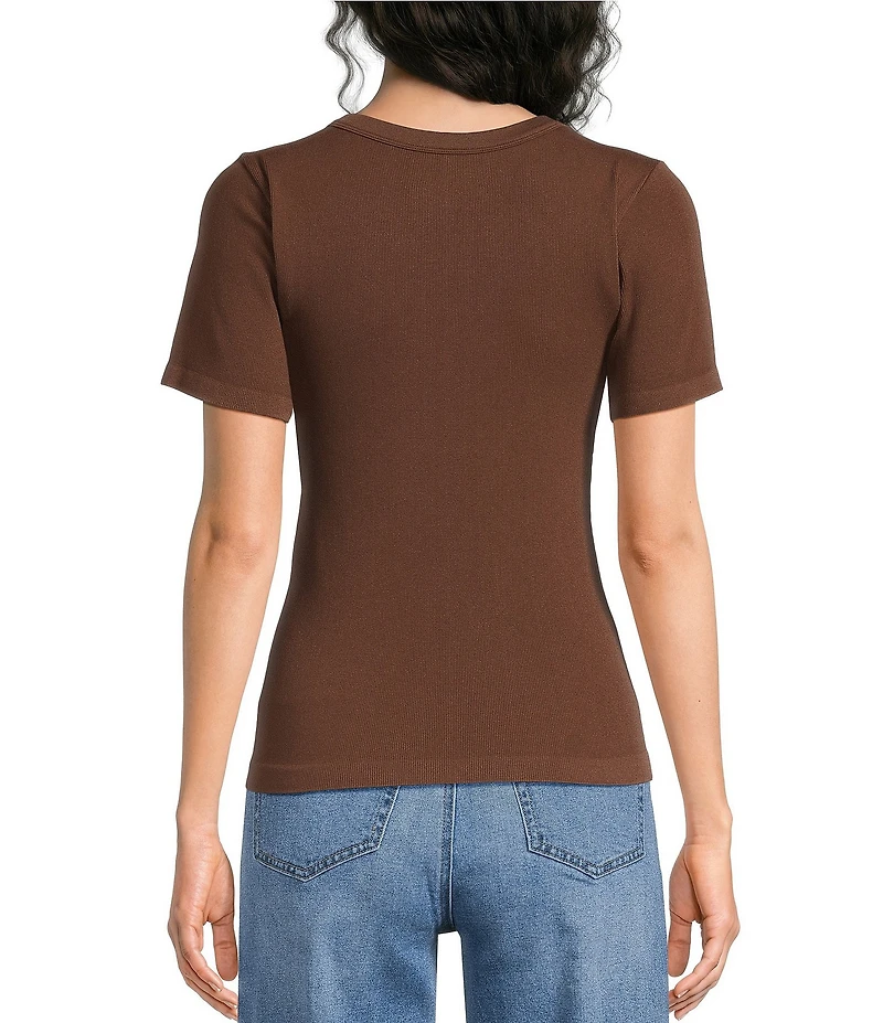 Gibson & Latimer Knit Nylon Crew Neckline Short Sleeve Seamless Top