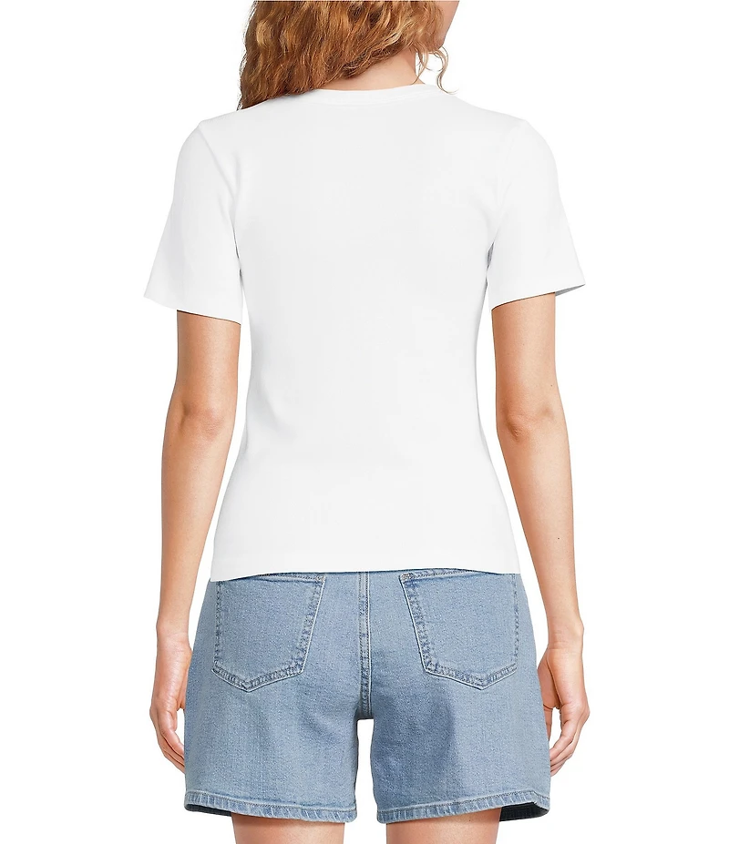 Gibson & Latimer Knit Nylon Crew Neckline Short Sleeve Seamless Top