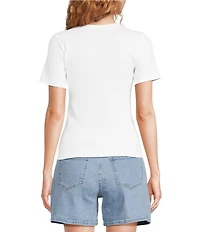 Gibson & Latimer Knit Nylon Crew Neckline Short Sleeve Seamless Top
