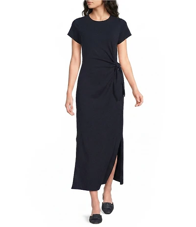 Gibson & Latimer Knit Round Neckline Short Sleeve Fit and Flare Midi Dress
