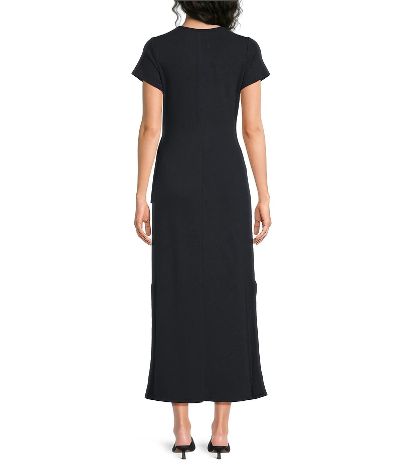 Gibson & Latimer Knit Round Neckline Short Sleeve Fit and Flare Midi Dress