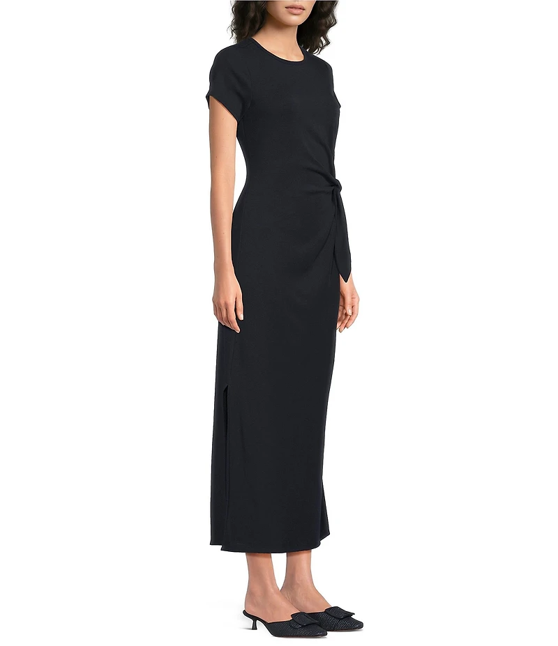 Gibson & Latimer Knit Round Neckline Short Sleeve Fit and Flare Midi Dress