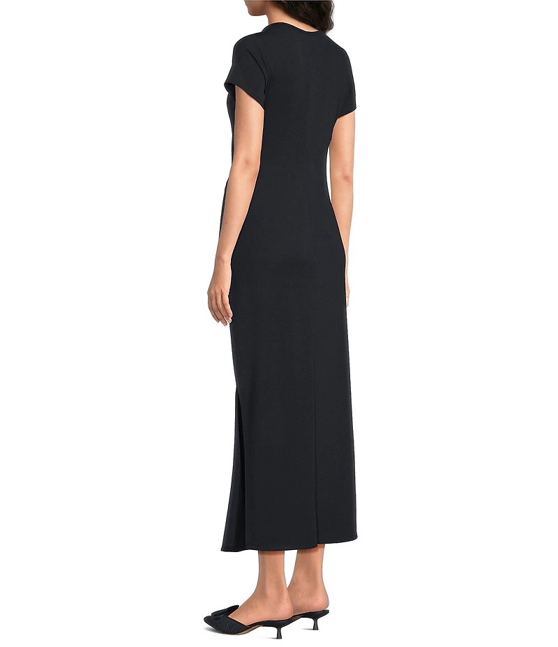 Gibson & Latimer Knit Round Neckline Short Sleeve Fit and Flare Midi Dress