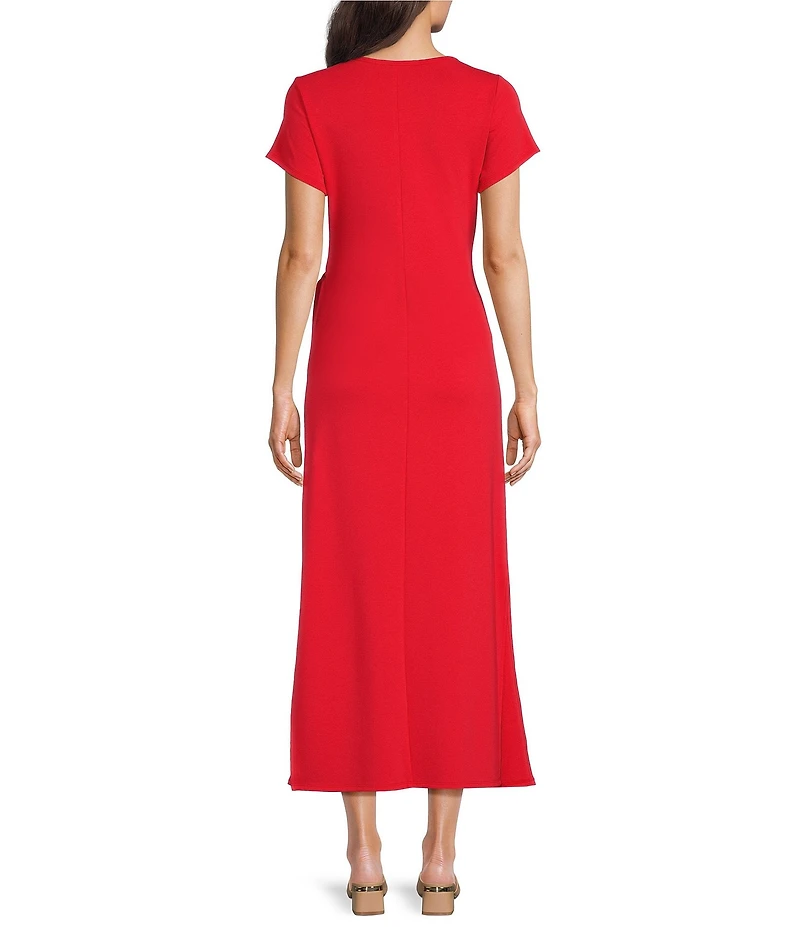 Gibson & Latimer Knit Round Neckline Short Sleeve Fit and Flare Midi Dress