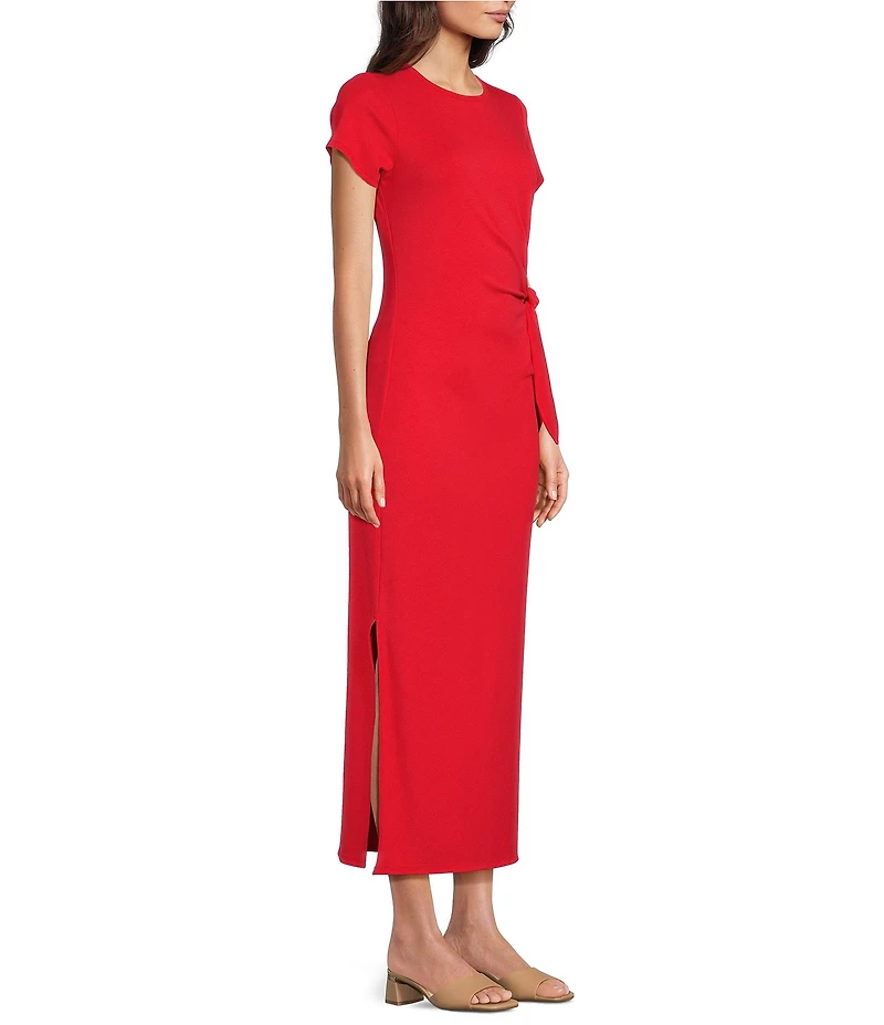 Gibson & Latimer Knit Round Neckline Short Sleeve Fit and Flare Midi Dress
