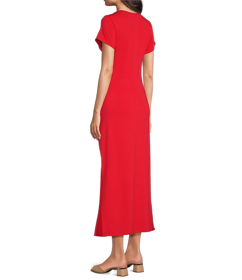 Gibson & Latimer Knit Round Neckline Short Sleeve Fit and Flare Midi Dress