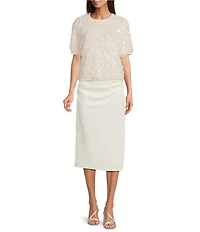 Gibson & Latimer Knit Sequin Crew Neck Elbow Sleeve Sweater