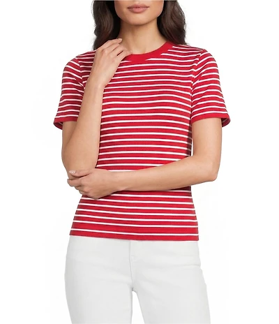 Gibson & Latimer Knit Striped Crew Neck Short Sleeve Seamless Top