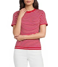 Gibson & Latimer Knit Striped Crew Neck Short Sleeve Seamless Top