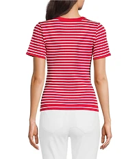 Gibson & Latimer Knit Striped Crew Neck Short Sleeve Seamless Top