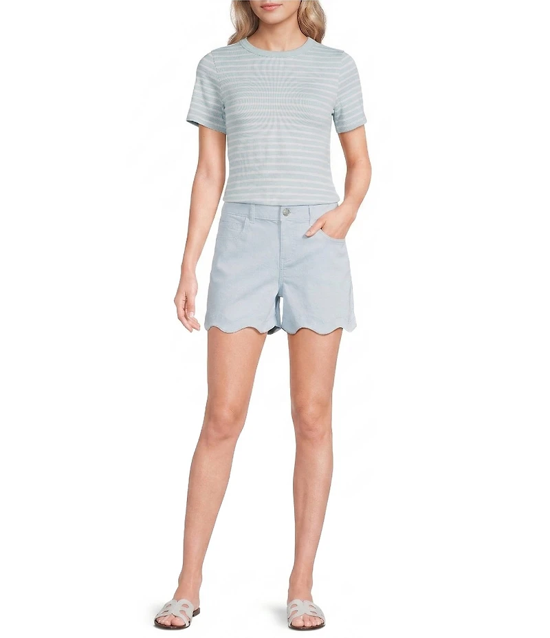 Gibson & Latimer Knit Striped Crew Neck Short Sleeve Seamless Top