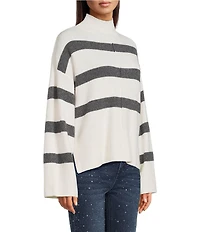 Gibson & Latimer Knit Striped Turtleneck Long Sleeve Sweater