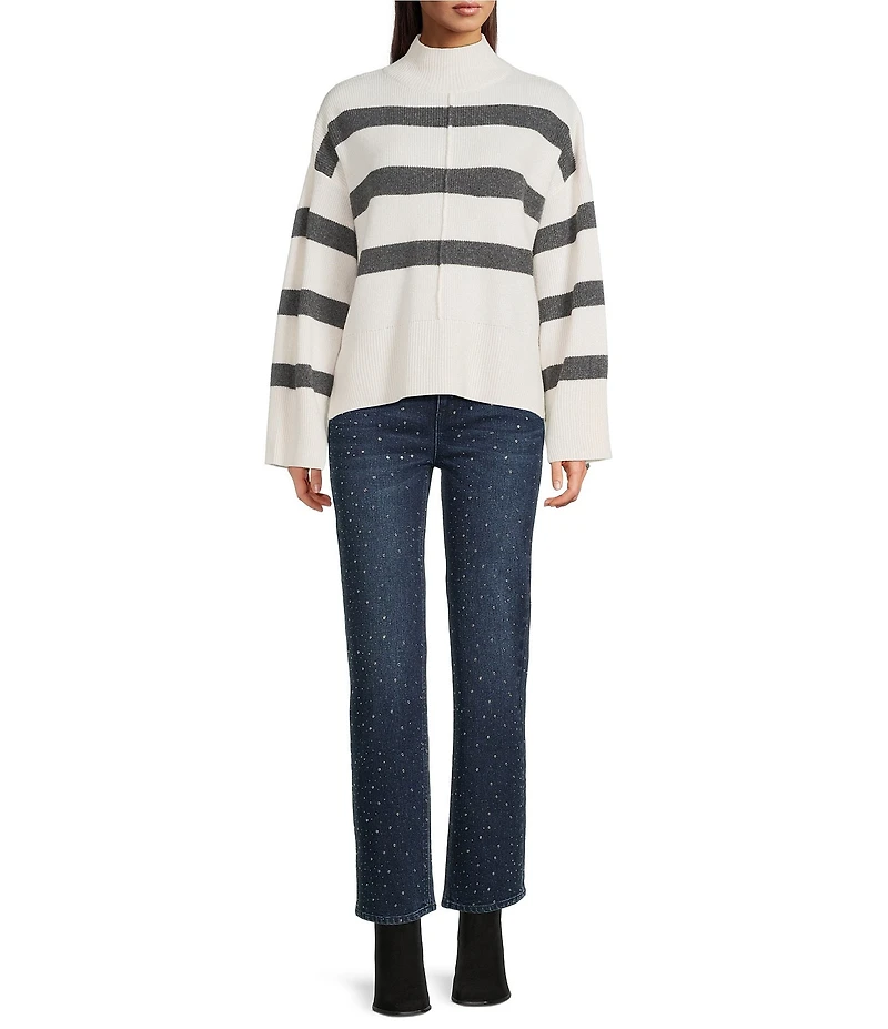 Gibson & Latimer Knit Striped Turtleneck Long Sleeve Sweater