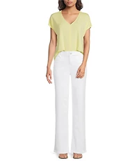 Gibson & Latimer Knit V-Neck Cap Sleeve Shirttail Tee Shirt