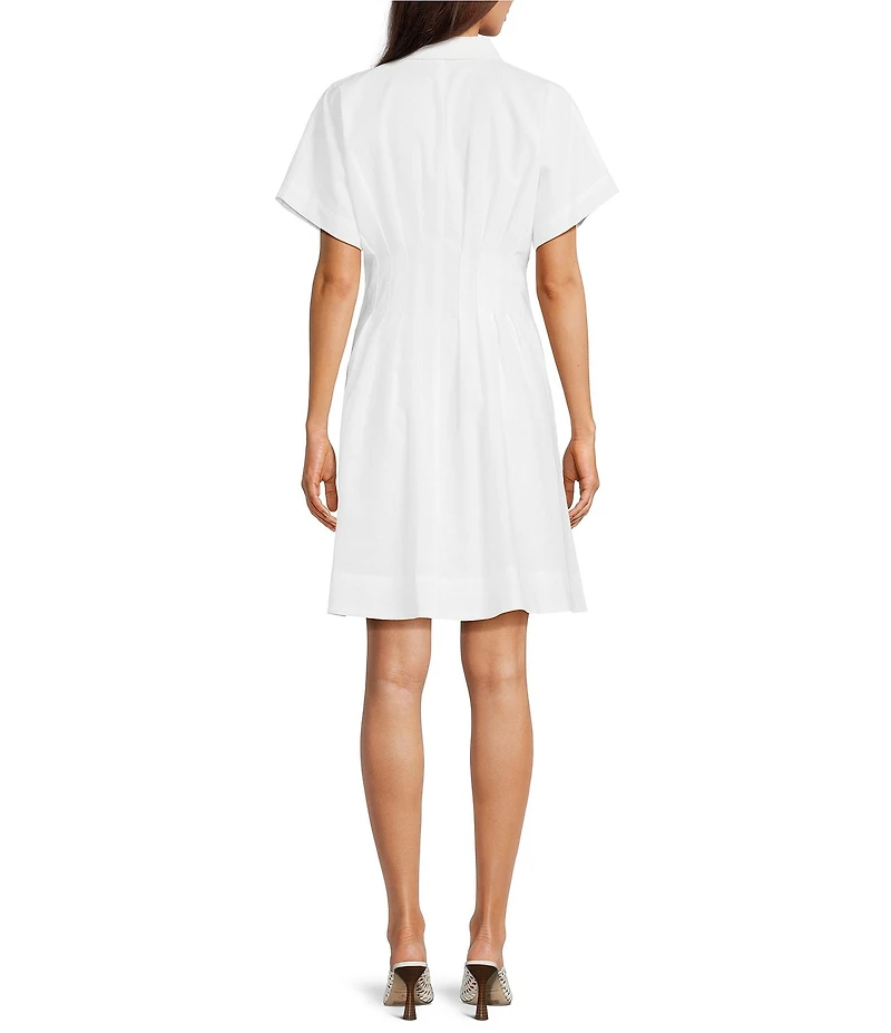 Gibson & Latimer Linen Blend Collared Short Sleeve Button Front A-Line Dress