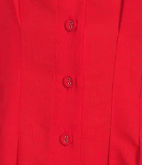 Gibson & Latimer Linen Blend Collared Short Sleeve Button Front A-Line Dress