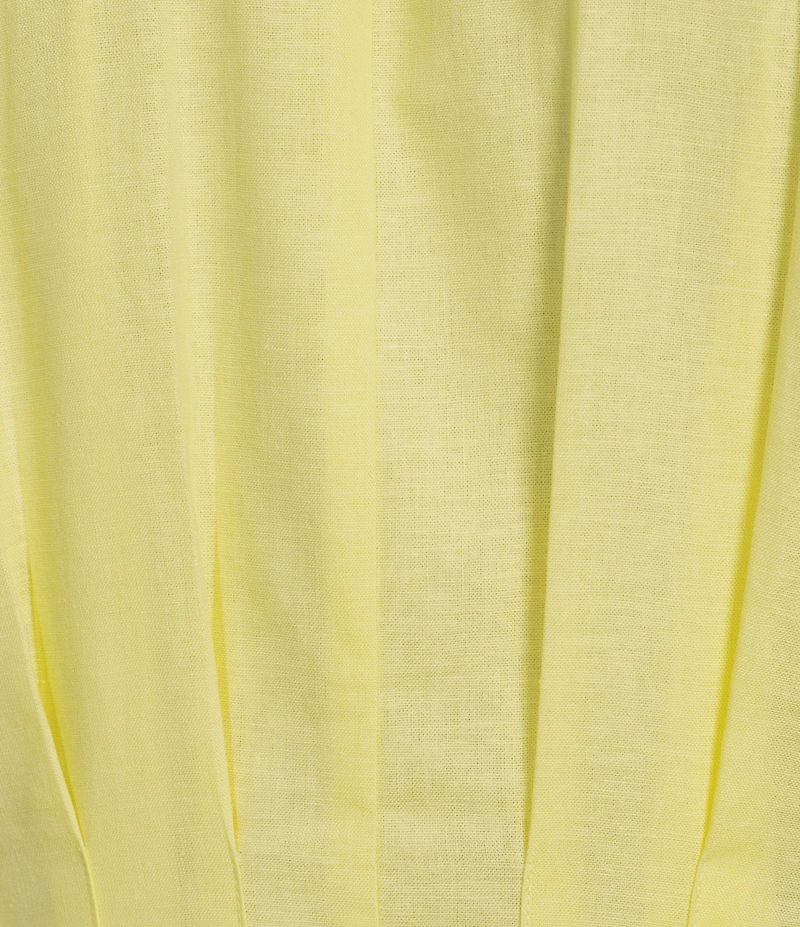 Gibson & Latimer Linen Point Collar Short Dolman Sleeve Button Front Ruched Pleated Waist Shirt Midi Dress