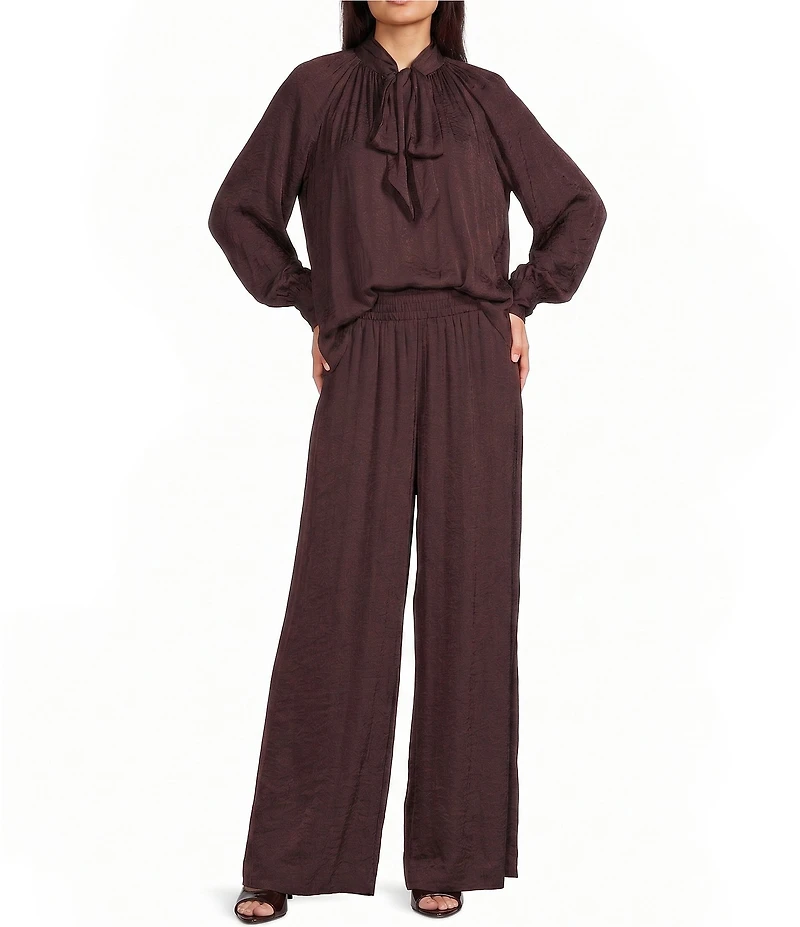 Gibson & Latimer Mid-Rise Full Wide Leg Coordinating Pants