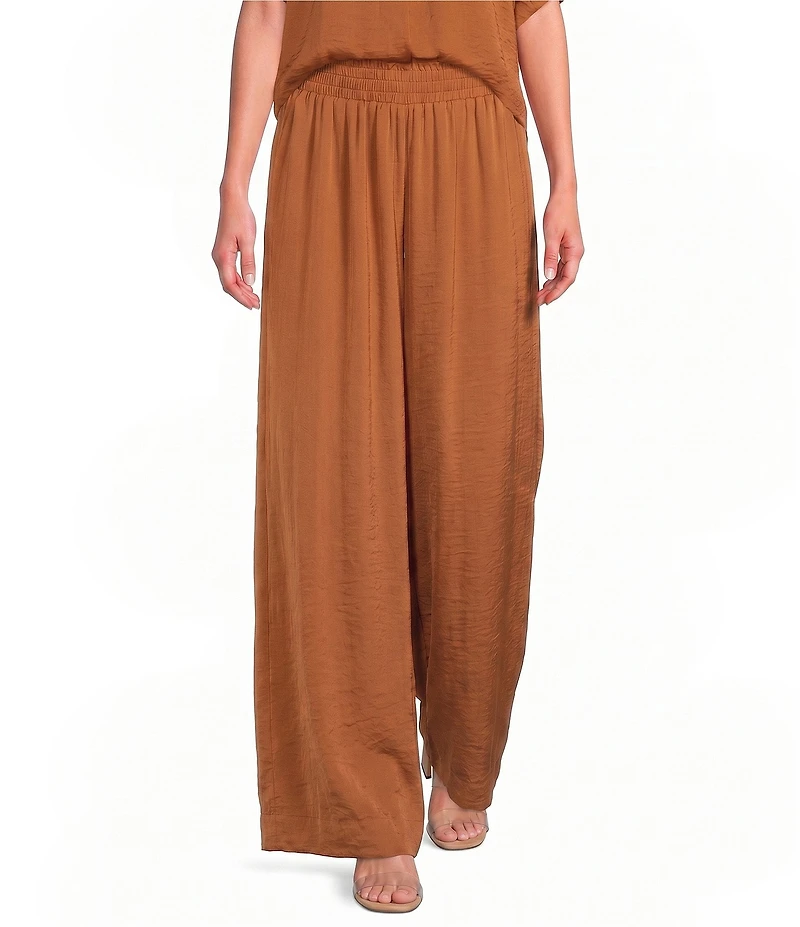 Gibson & Latimer Mid-Rise Full Wide Leg Coordinating Pants