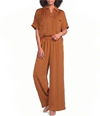 Gibson & Latimer Mid-Rise Full Wide Leg Coordinating Pants