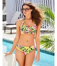 Gibson & Latimer Milan Garden Side Shirred Mid Rise Swim Bottom