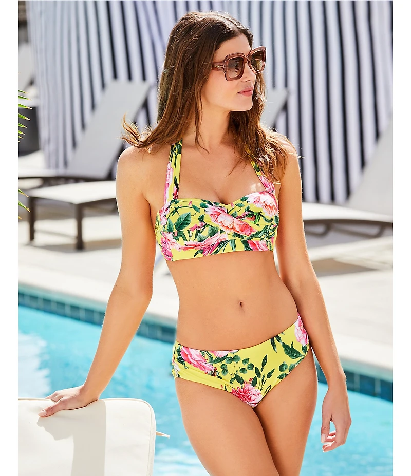Gibson & Latimer Milan Garden Twisted Halter Swim Top