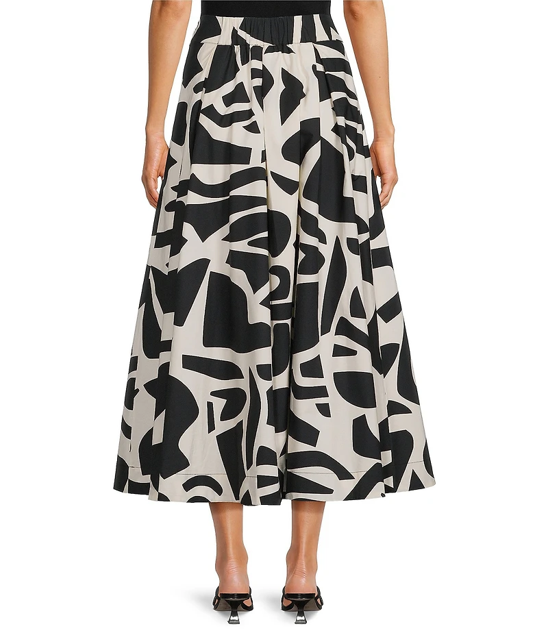 Gibson & Latimer Modern Geo Print A-Line Pleated Woven Coordinating Maxi Skirt