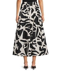 Gibson & Latimer Modern Geo Print A-Line Pleated Woven Coordinating Maxi Skirt