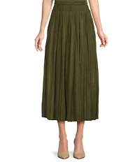 Gibson & Latimer Moonshadow Belted Pleated Midi Skirt