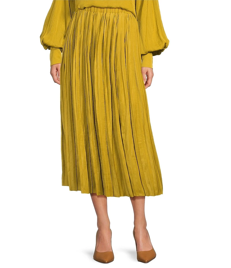 Gibson & Latimer Moonshadow Belted Pleated Midi Skirt