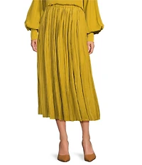 Gibson & Latimer Moonshadow Belted Pleated Midi Skirt