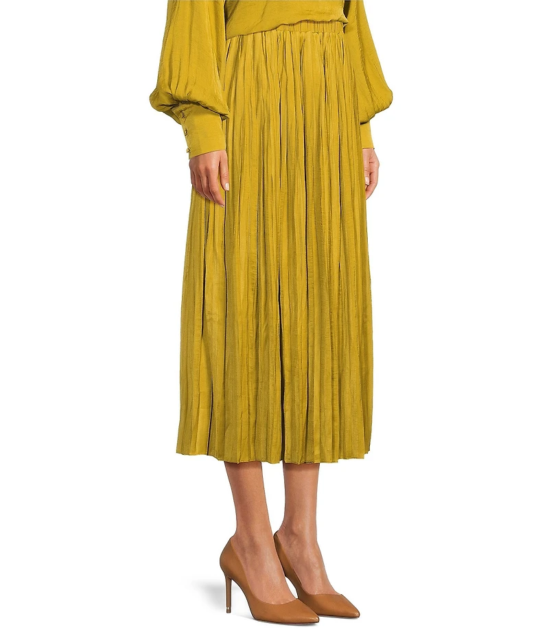 Gibson & Latimer Moonshadow Belted Pleated Midi Skirt