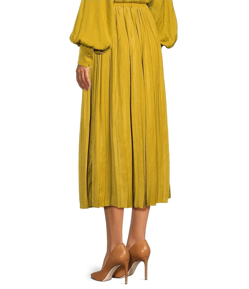 Gibson & Latimer Moonshadow Belted Pleated Midi Skirt