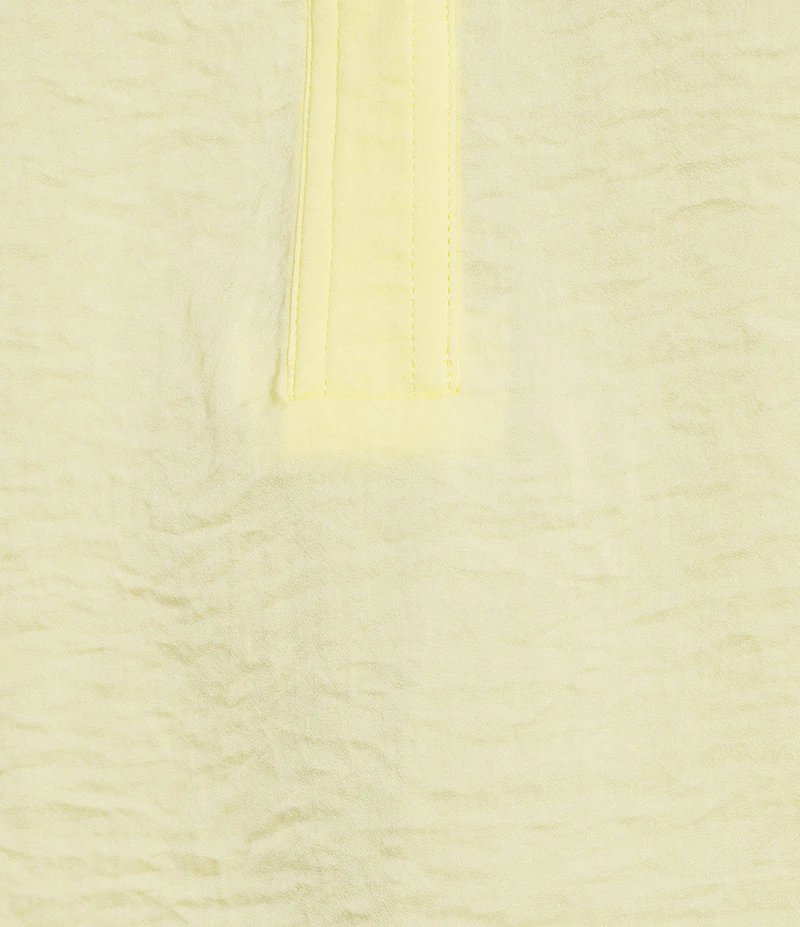 Gibson & Latimer Moonshadow Satin Split Round Neck Dropped Short Roll Tab Sleeve Hi-Low Shirttail Blouse