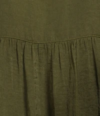 Gibson & Latimer Moonshadow Satin Split Round Neck Long Balloon Sleeve Blouse