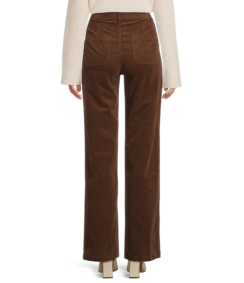 Gibson & Latimer Perfect Fit Corduroy High Rise Patch Pocket Straight Leg Pants
