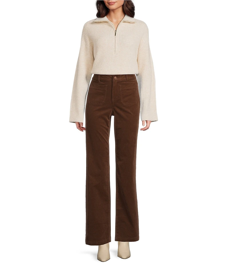 Gibson & Latimer Perfect Fit Corduroy High Rise Patch Pocket Straight Leg Pants