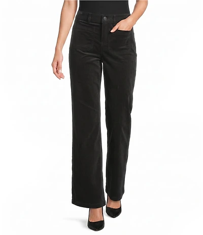 Gibson & Latimer Perfect Fit Corduroy High Rise Patch Pocket Straight Leg Pants