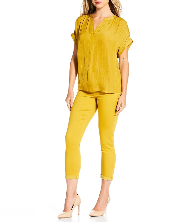 Gibson & Latimer Perfect Fit Twill Mid Rise Roll-Cuff Skinny Jeans