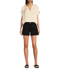 Gibson & Latimer Perfect Fit Denim Mid Rise Pleated Shorts