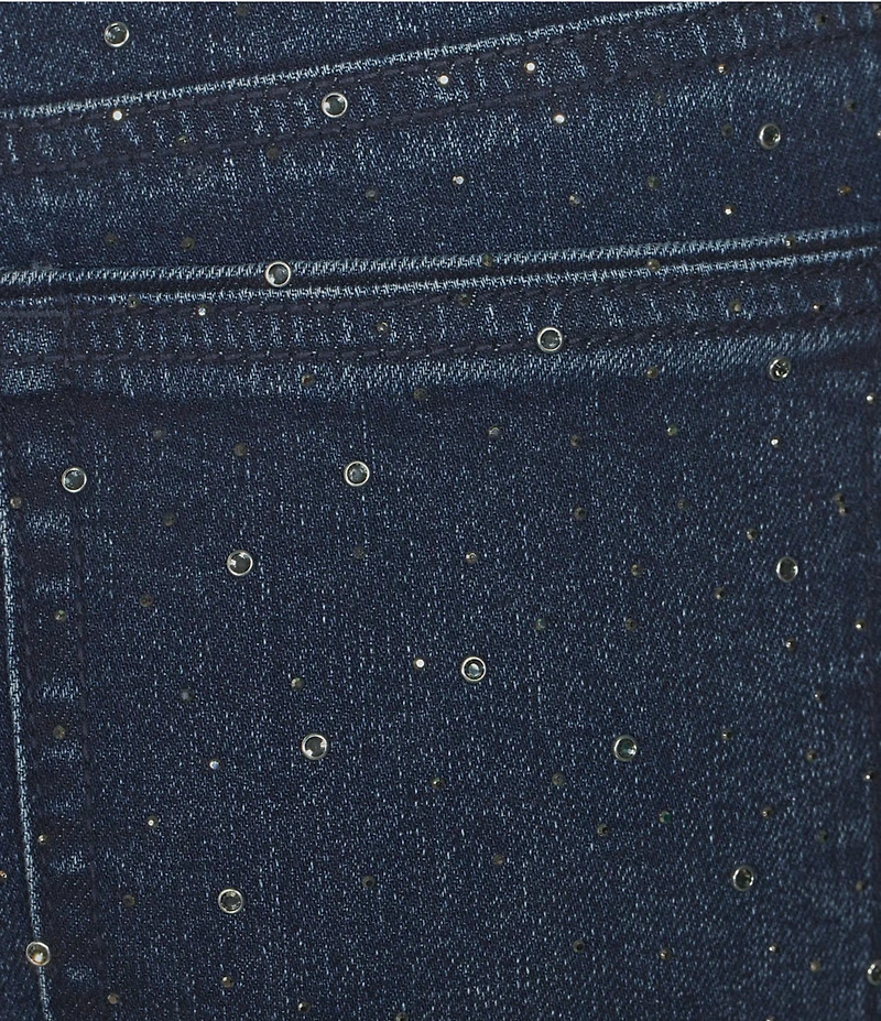 Gibson & Latimer Perfect Fit Denim Mid Rise Rhinestone Straight Leg Full Length Jeans
